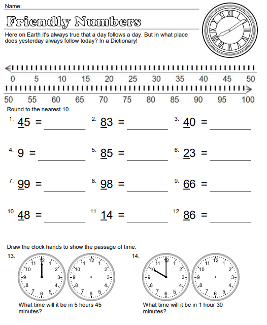 friendly tens 3rd grade rounding worksheet educational resource